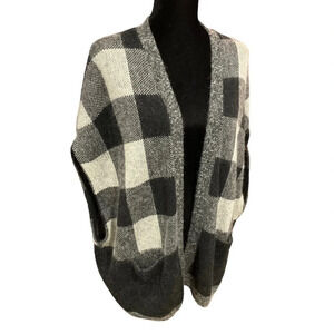 BANANA REPUBLIC Buffalo Check Wool Mohair Blend Sweater/Cape XS/S Petite